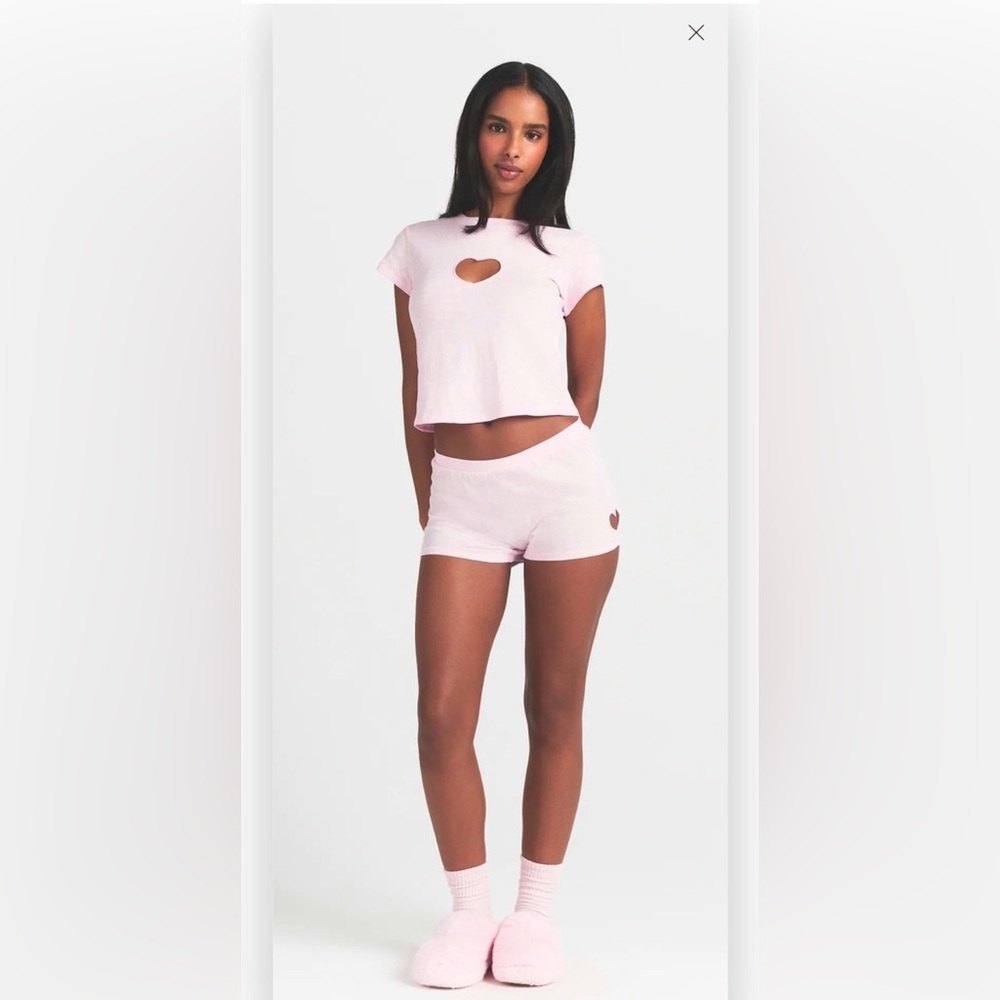 SKIMS Pink Heart Cutout Lounge Set